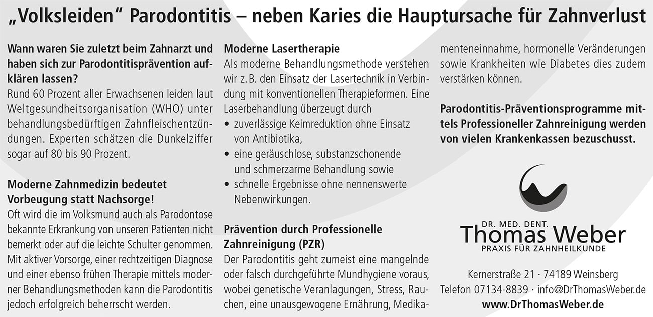 Zahnarztpraxis Dr. Weber in Weinsberg - Parodontitis Behandlung